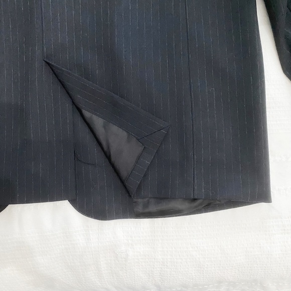 ZARA WOOL BLEND NAVY PINSTRIPE PEAK LAPEL SINGLE BUTTON BOYFRIEND BLAZER - XXL - Picture 9 of 10